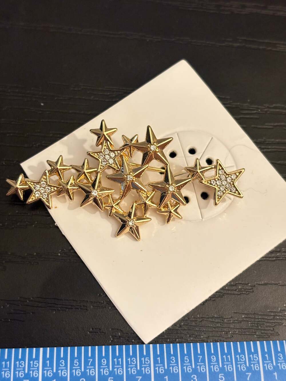 Gold Tone Star Cluster Rhinestone Brooch Shooting Star Pin